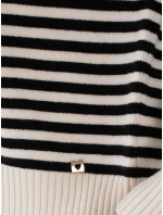 Dámský pruhovaný svetr ELVARA beige FashionStreet MY2523