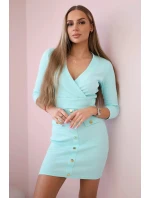 Žebrované šaty s ozdobnými knoflíky mint Žebrované šaty s ozdobnými knoflíky mint