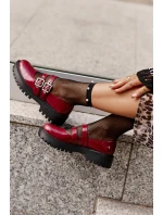 Dámské polobotky s pásky lakované bordové Terione