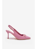 Sandály Podpatky Dámské S Ozdobným Detalem Růžové Lurella