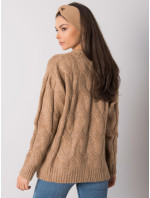 RUE PARIS Tmavě béžový pletený svetr s copánky