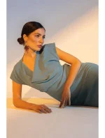 Asymetrické pouzdrové šaty S362 tyrkysově modré - Stylove