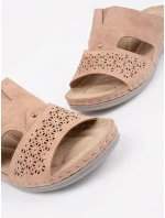 Designové dámské  nazouváky Jasnoróżowy na plochém podpatku