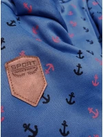 Světle modrá hrubší mikina se šikmým zipem a se vzorem kotev (2308)