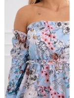 Modré květinové šaty s pruhy