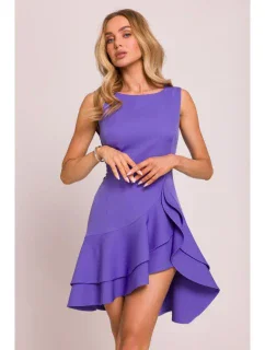 M850 Volánové mini šaty - světle fialové