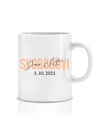 Personalizovaný klasický bílý keramický hrníček 300 ml se jmény novomanželů Personalizovaný klasický bílý keramický hrníček 300 ml se jmény novomanželů