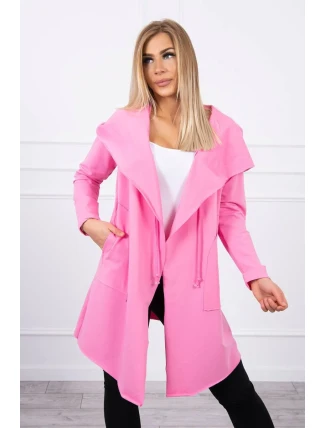 Volná bunda s kapucí růžová Volná bunda s kapucí růžová