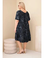 Dámské viskózové šaty Plus Size s krátkým rukávem a paisley střihem černá