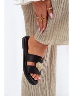 Dámské Pantofle Na Plochém Podpatku Se Zlatou Dekorací Černé Karinma Dámské Pantofle Na Plochém Podpatku Se Zlatou Dekorací Černé Karinma