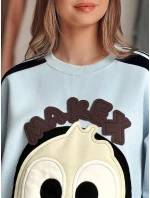 Dámská oversize mikina se záplatami CUTE MAKEX modrá FashionStreet BY1490