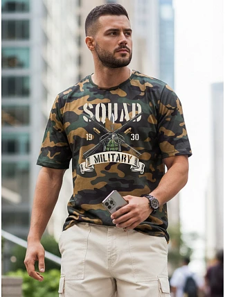 Pánské zelené tričko s vojenským potiskem FashionStreet NX2005R Pánské zelené tričko s vojenským potiskem FashionStreet NX2005R