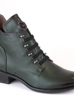 Jezzi W JEZ412B zelené zateplené boty s plochým podpatkem