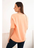 Dámská bavlněná blůza s dlouhým rukávem a srdíčky meruňková