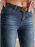 Dámské úzké džínové kalhoty s páskem SKINNYJUP modré FashionStreet UY2223