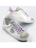 Bílo-fialové dámské tenisky trampky z různých spojených materiálů (1088) Bílo-fialové dámské tenisky trampky z různých spojených materiálů (1088)