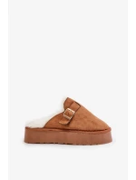 Dámské Pantofle Na Silné Podešvi S Kožešinou A Přezkou Camel Linneola