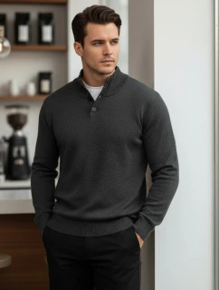 Pánský svetr se stojáčkem grafitový FashionStreet WX2355