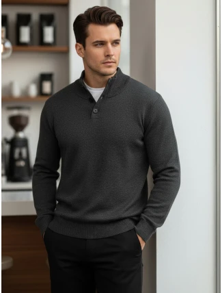 Pánský svetr se stojáčkem grafitový FashionStreet WX2355