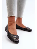 Dámské baletky z ekokože s ozdobou Černé Edoslli