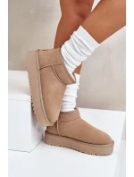 Dámské semišové sněhule na platformě béžové Nereviana