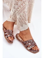 Zdobené Pantofle Na Plochém Podpatku Bordové Anniles