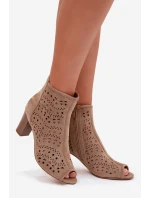 Dámské otevřené kotníkové boty na podpatku s výřezem béžové Ilavette