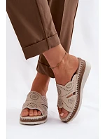 Kožené dámské sandály na platformě S.Barski GR61-5915 béžové