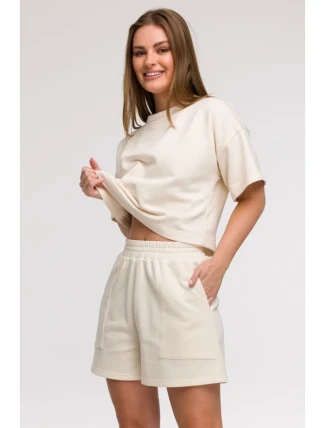 B295 Šortky s kapsami - vanilka