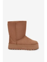 Dámské zateplené sněhule Abrams s kožíškem – camel