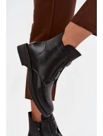 Dámské zateplené boty Tavressa – černé, s nízkým podpatkem a ozdobami