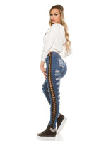 Sexy KouCla Skinny Jeans Used Look & Lacing