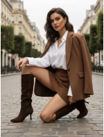 Dámské semišové hnědé boty FashionStreet ZY1324