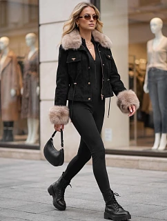 Dámská zimní bunda s kožešinou, černá, FashionStreet TY5703