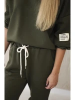 Komplet teplákové + kalhoty máslová látka khaki