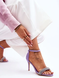 Semišové Sandály Na Vysokém Podpatku S Kamínky fialove Moments