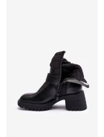Ocieplane kožené botky s klíčem černé Osonia