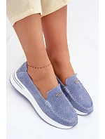Dámské mokasíny z přírodního semiše modré Demela