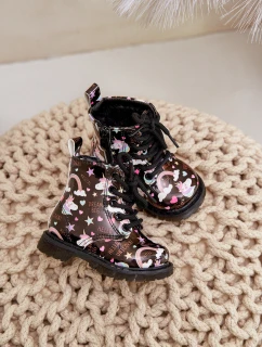 Dětské zateplené boty se zipem jednorožci černé Tiptop