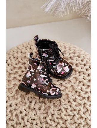 Dětské zateplené boty se zipem jednorožci černé Tiptop