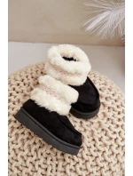 Sněhové boty dětské s kožešinou a vzorem černé Melefia Sněhové boty dětské s kožešinou a vzorem černé Melefia