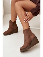 Zateplené boty na platformě z eko semiše hnědé Mavona