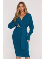 M810 Svetrové šaty s výstřihem do V - oceánsky modré