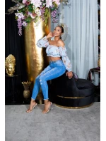 Dámský sexy volánkový top Carmen T80149 Růžová s květinovým vzorem - Style fashion Dámský sexy volánkový top Carmen T80149 Růžová s květinovým vzorem - Style fashion