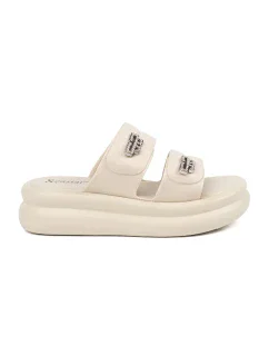 Jedinečné Jasnobeżowy dámské nazouváky platforma