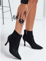 FashionStreet černé semišové boty na podpatku ZY1030