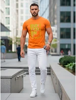 Pánské oranžové tričko s potiskem FashionStreet NX5008R