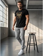 Pánské bavlněné tričko s potiskem medvídka černé FashionStreet NX041R Pánské bavlněné tričko s potiskem medvídka černé FashionStreet NX041R