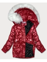 Červená dámská bunda s reliéfními vytlačovanými vzory (8261)