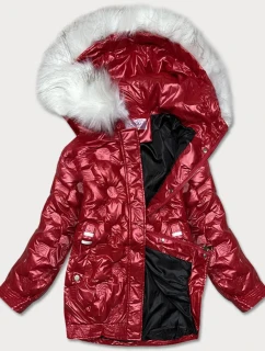 Červená dámská bunda s reliéfními vytlačovanými vzory (8261)